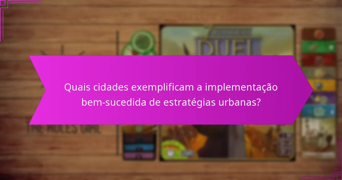 Quais cidades exemplificam a implementação bem-sucedida de estratégias urbanas?
